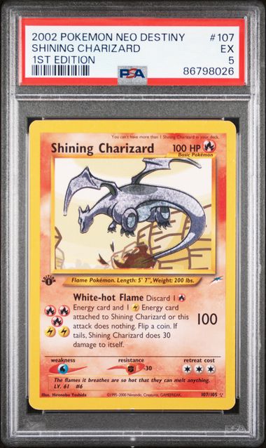 2002 Pokémon - NEO DESTINY - SHINING CHARIZARD - 1ST EDITION - #107 - PSA 5 EX