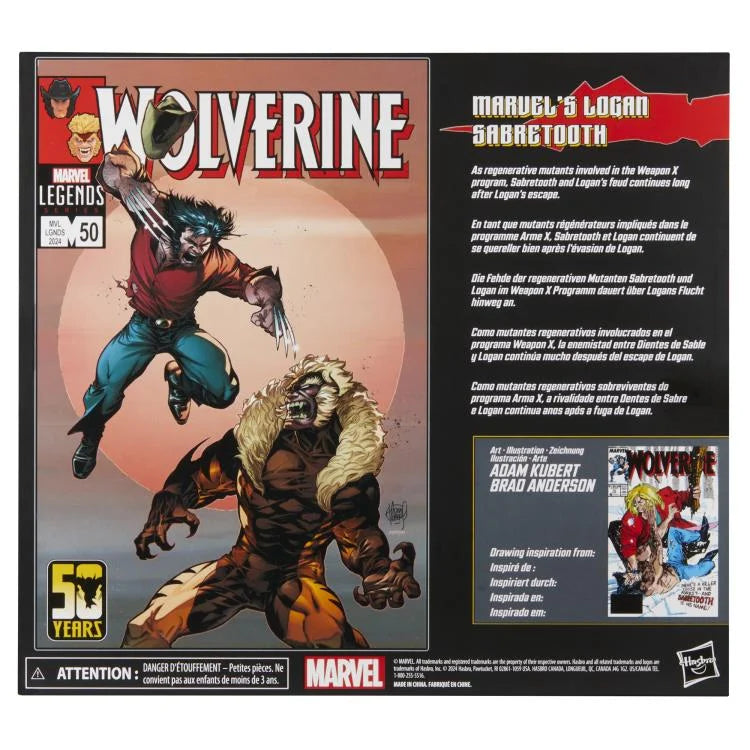 Marvel Legends - Wolverine 50th Anniversary Marvel Legends Logan and Sabretooth Two-Pack (CUT BOX)