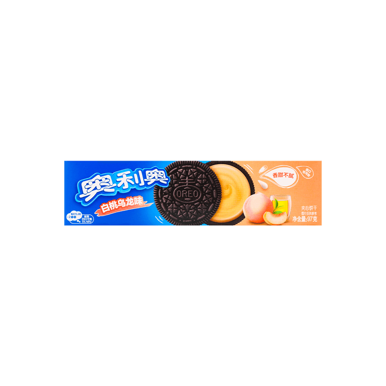 White Peach Oreos - Chocolate Sandwich Cookies with White Peach Cream, 3.42oz