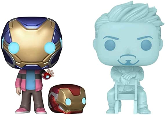Funko POP! Marvel Avengers Engdame: Morgan Stark and Tony Stark Hologram Glow-in-The-Dark Special Edition Vinyl Bobblehead 2-Pack.