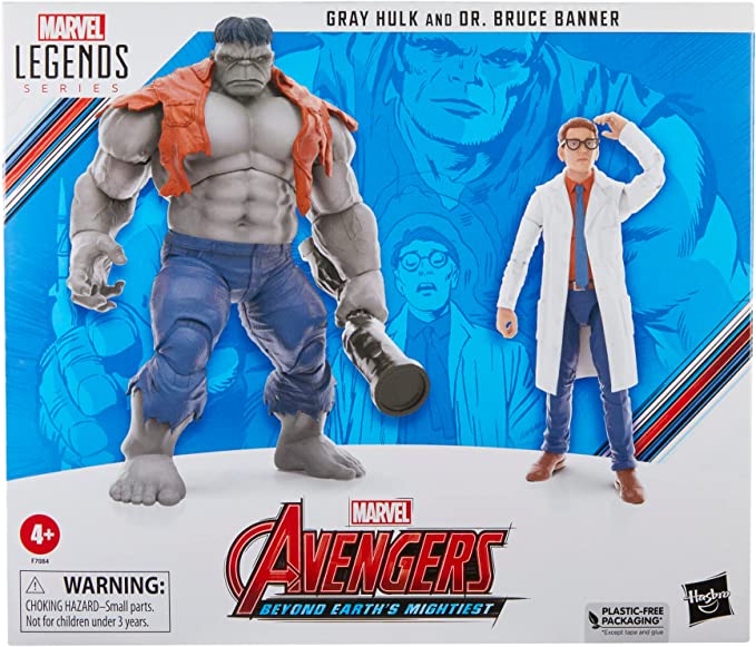 Marvel Legends Series - Gray Hulk and Dr. Bruce Banner, Avengers 60th Anniversary Collectible 6 Inch Action Figures