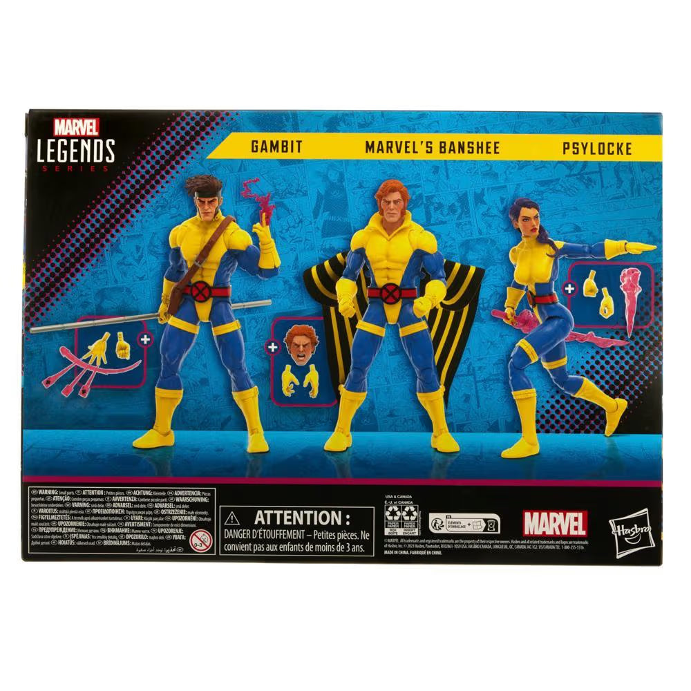 Marvel Legends Series - Marvel’s Banshee, Gambit, & Psylocke X-Men Action Figures (6”)