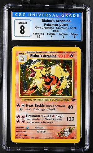 2000 POKEMON GYM CHALLENGE - BLAINE'S ARCANINE 1/132 - CGC 8 NM-MINT