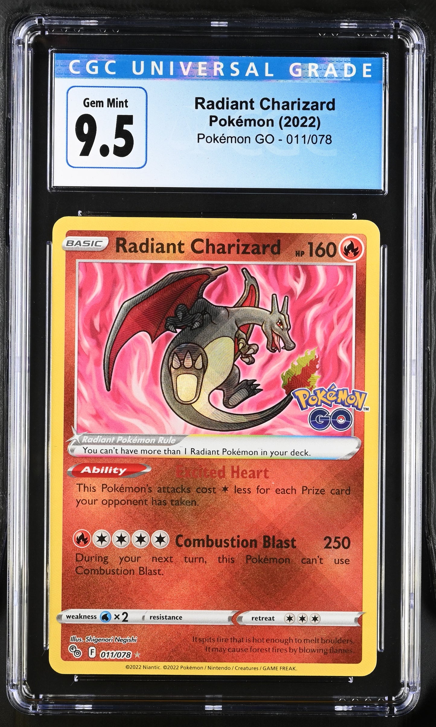 2022 POKEMON GO - RADIANT CHARIZARD - CGC GEM MINT 9.5 (BLUE LABEL)