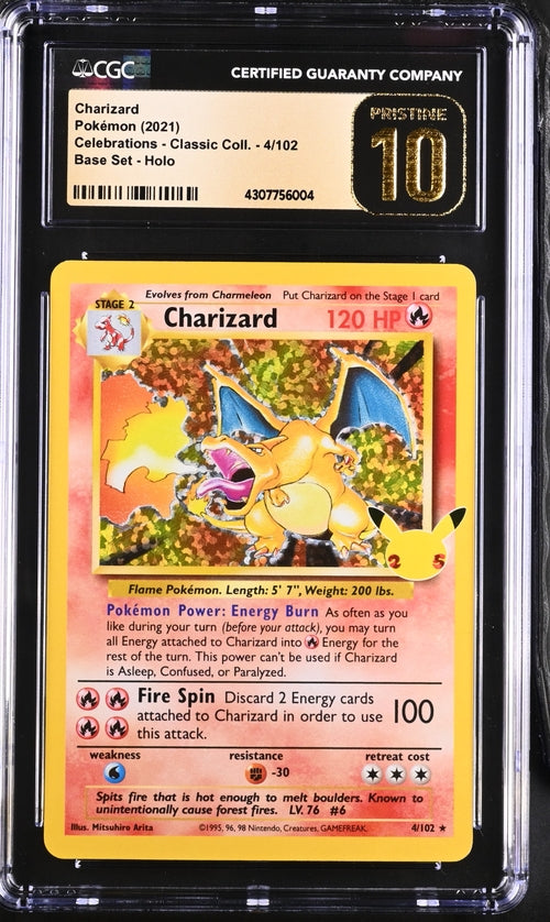2021 POKEMON 25TH CELEBRATIONS - CHARIZARD 4/102 - CGC PRISTINE 10