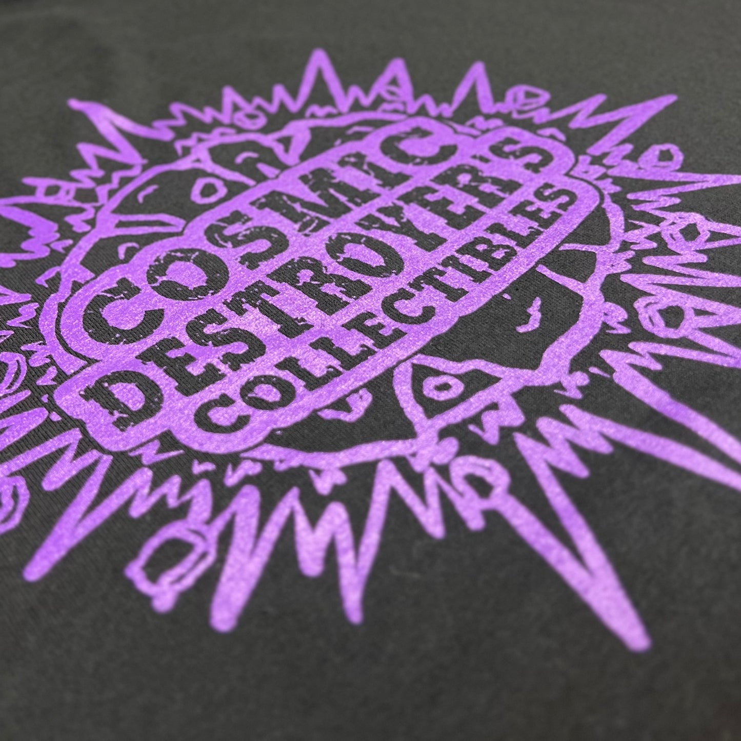Cosmic Destroyer’s - 2 Color T-Shirt - Purple Logo & Glow Chest - Black