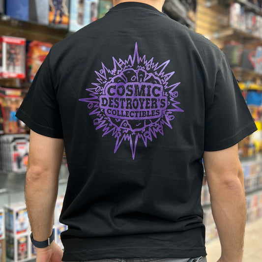 Cosmic Destroyer’s - 2 Color T-Shirt - Purple Logo & Glow Chest - Black