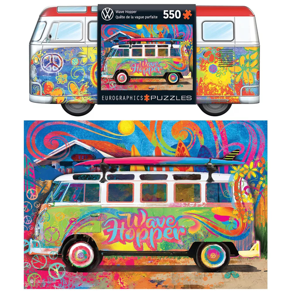 Eurographics: VW Wave Hopper Bus Shaped Tin Puzzle, 550 Pieces