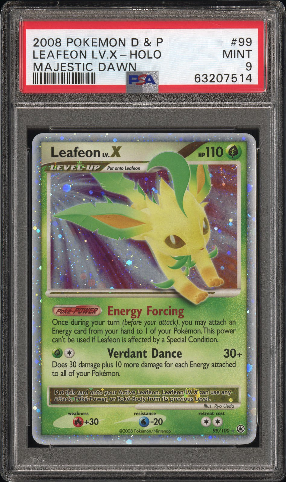 Pokemon Leafeon LV.X 99/100 D&P Majestic Dawn Ultra Rare Holo PSA 9 MINT