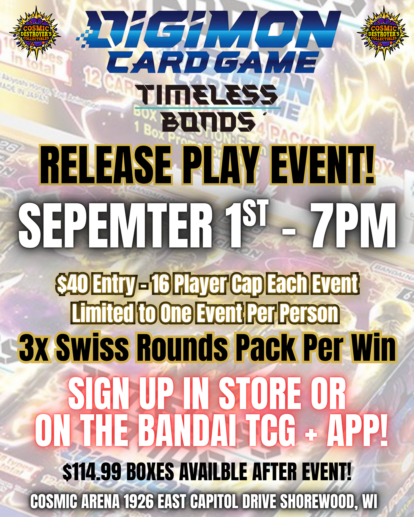 Digimon TCG: Timeless Bonds Release Event (9/1)