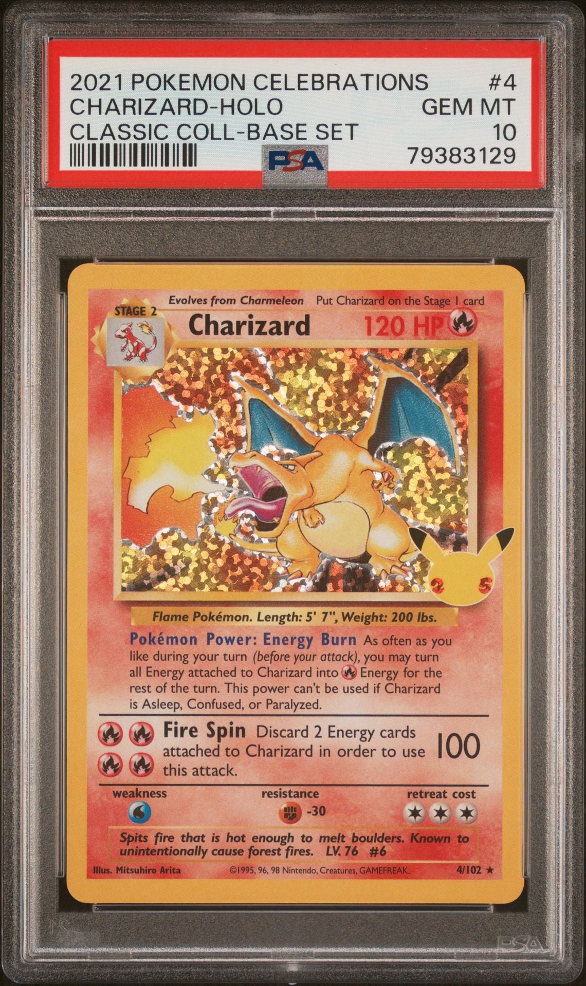 2021 POKEMON CELEBRATIONS CLASSIC COLLECTION 4 CHARIZARD HOLO - PSA 10 GEM MINT
