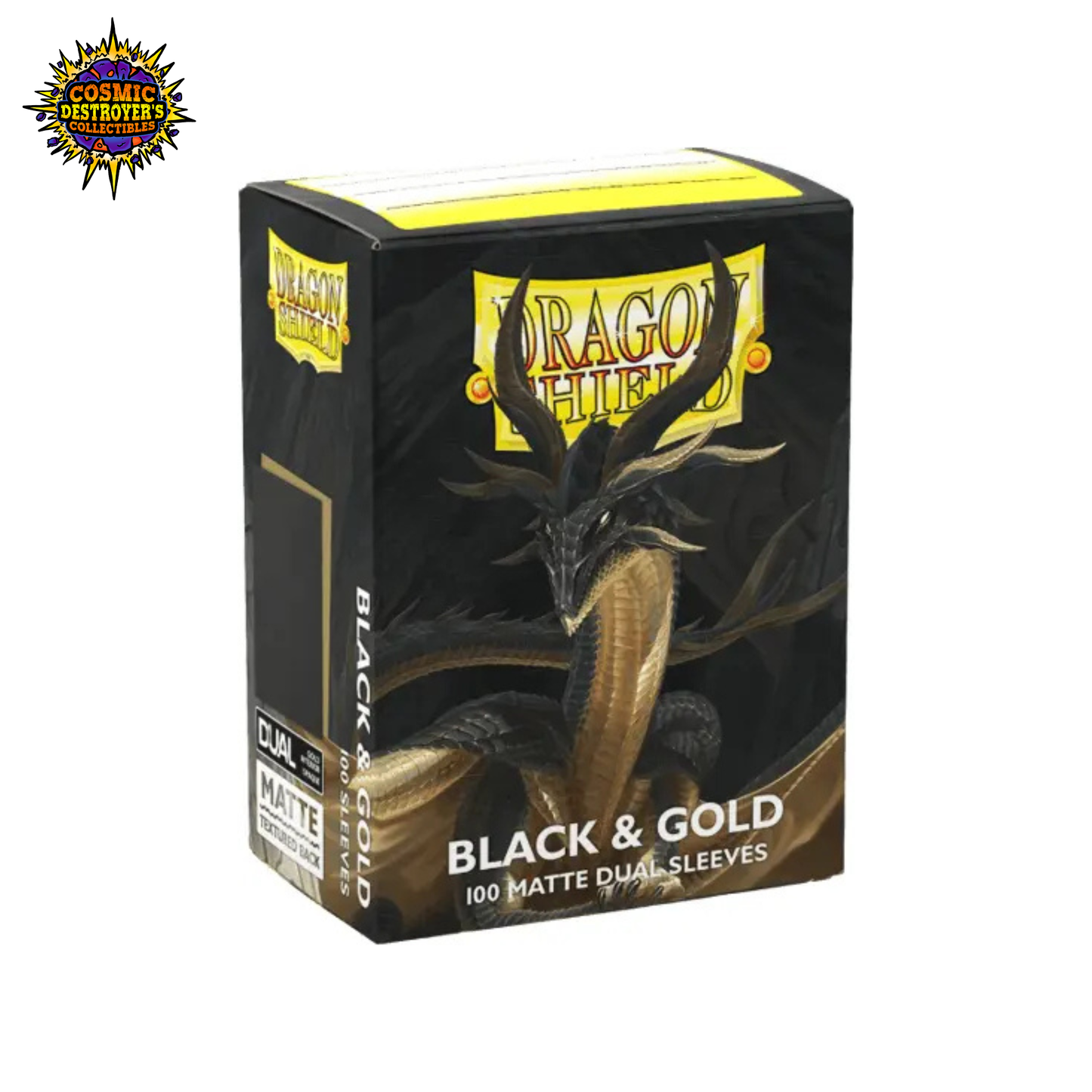 Dragon Shield Sleeves Matte Dual Black & Gold - 100 Count Standard