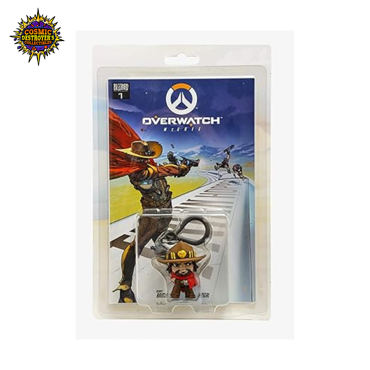 Overwatch McCree #1 Comic Book & Action Figure Backpack Hanger