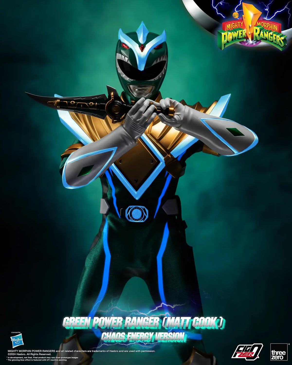 Power Rangers Mighty Morphin 12 Inch Action Figure 1/6 Scale Exclusive - Green Power Ranger (Matt Cook) Chaos Energy Version