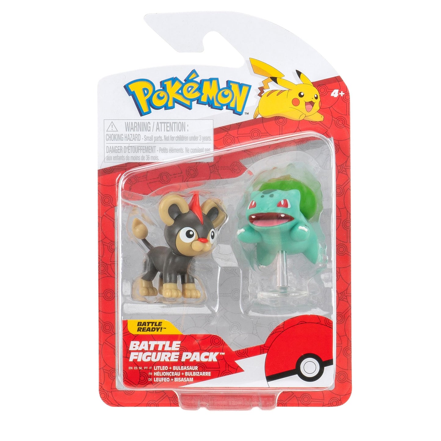 Jazwares Pokémon Battle Figure - Litleo + Bulbasaur 2in Figures