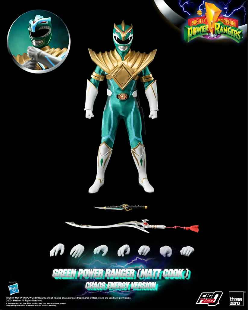 Power Rangers Mighty Morphin 12 Inch Action Figure 1/6 Scale Exclusive - Green Power Ranger (Matt Cook) Chaos Energy Version