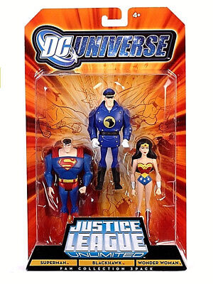 DC Universe Justice League Unlimited - Superman, Blackhawk, Wonder Woman - 3pk