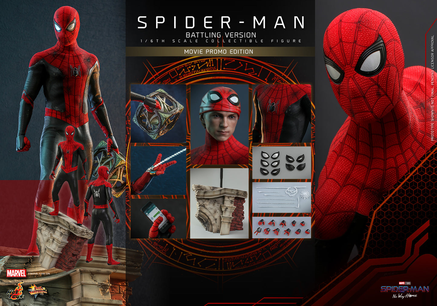 Hot Toys - Spider-Man (Battling Version) Movie Promo Edition - 1:6 Scale Collectible Figure (MMS625)