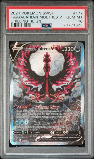 2021 Pokémon SWSH - Galarian Moltres (Alt art) #177 - Chilling Reign - GEM MINT - PSA 10