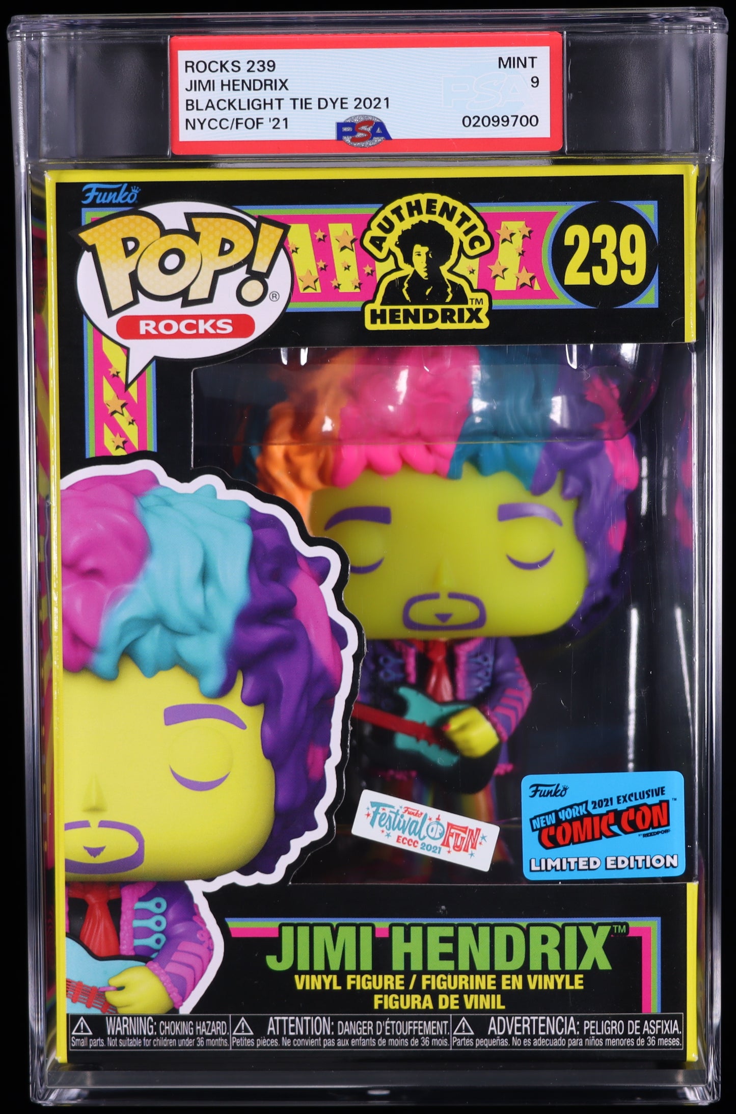 Funko Pop! Rocks - Jimi Hendrixi Festival of Fun ECCC 2021 - NYCC Comic Con Exclusive - 239 - PSA 9 MINT