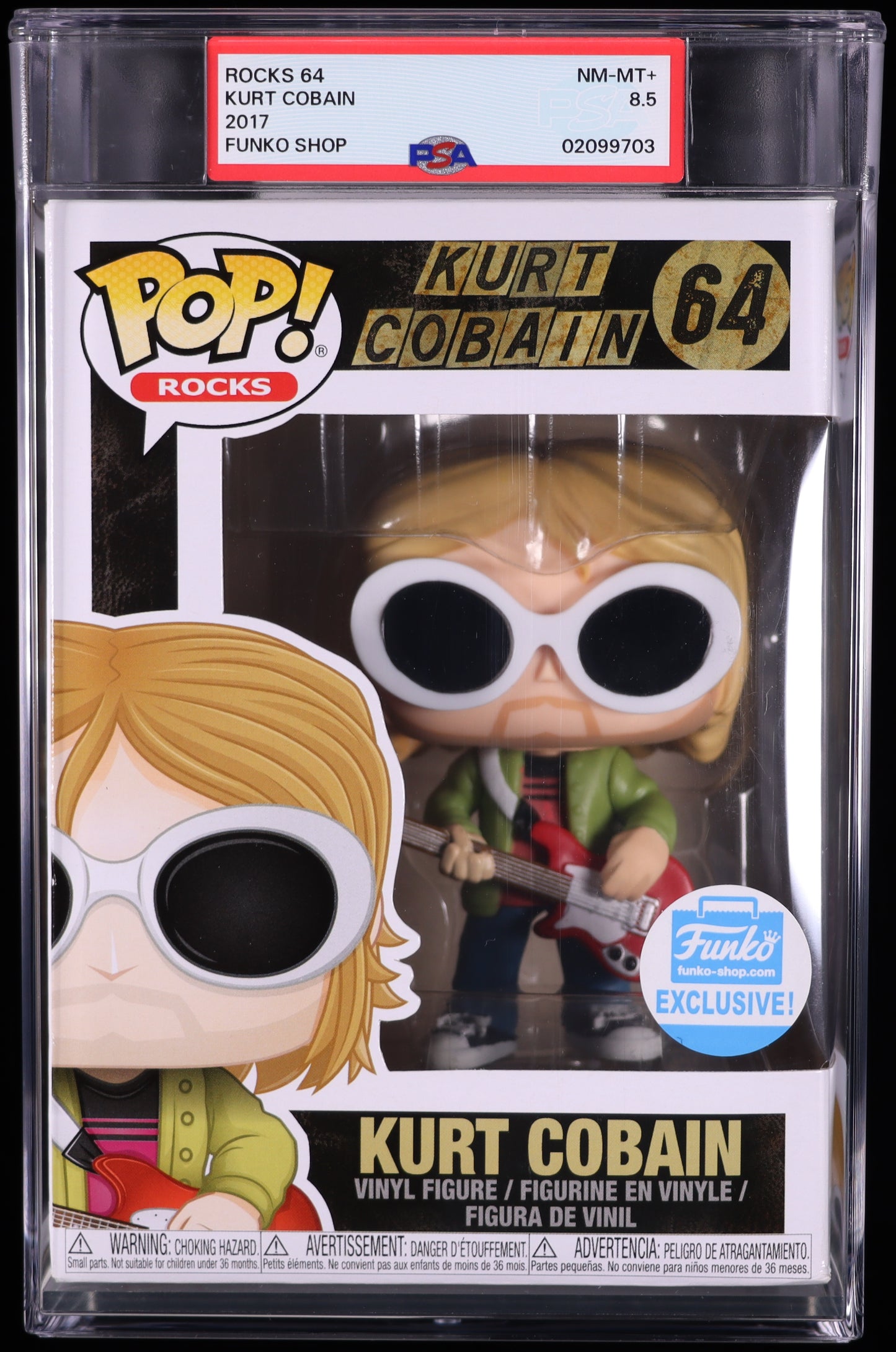 Funko Pop! Rocks - Kurt Cobain 64 - PSA 8.5 NM-MT+