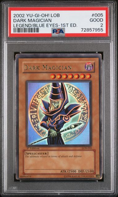 2002 Yu-Gi-Oh! LOB - Dark Magician -  Legends of Blue Eyes - 1st Edition - #005 - PSA 2 (GOOD)