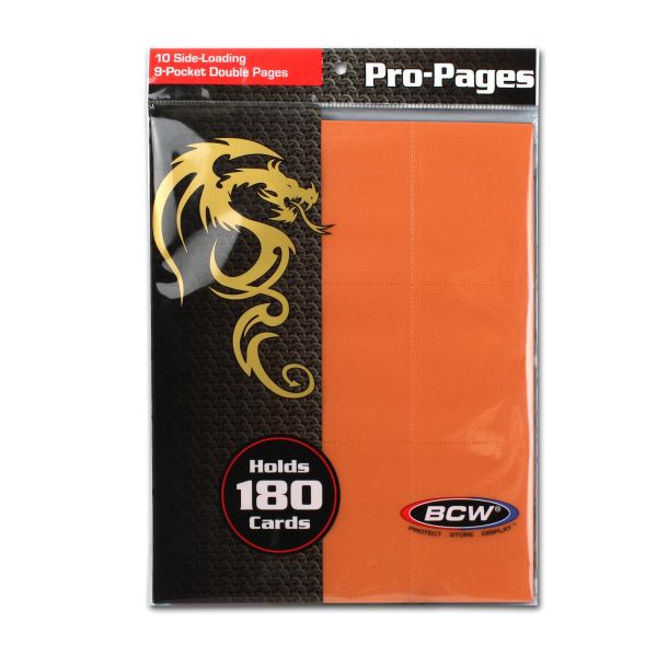 BCW - Side Loading 18-Pocket Pro Pages - Orange