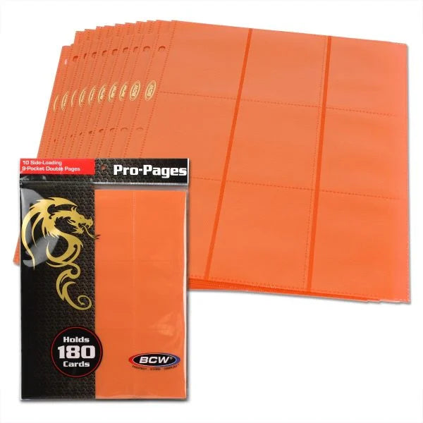 BCW - Side Loading 18-Pocket Pro Pages - Orange