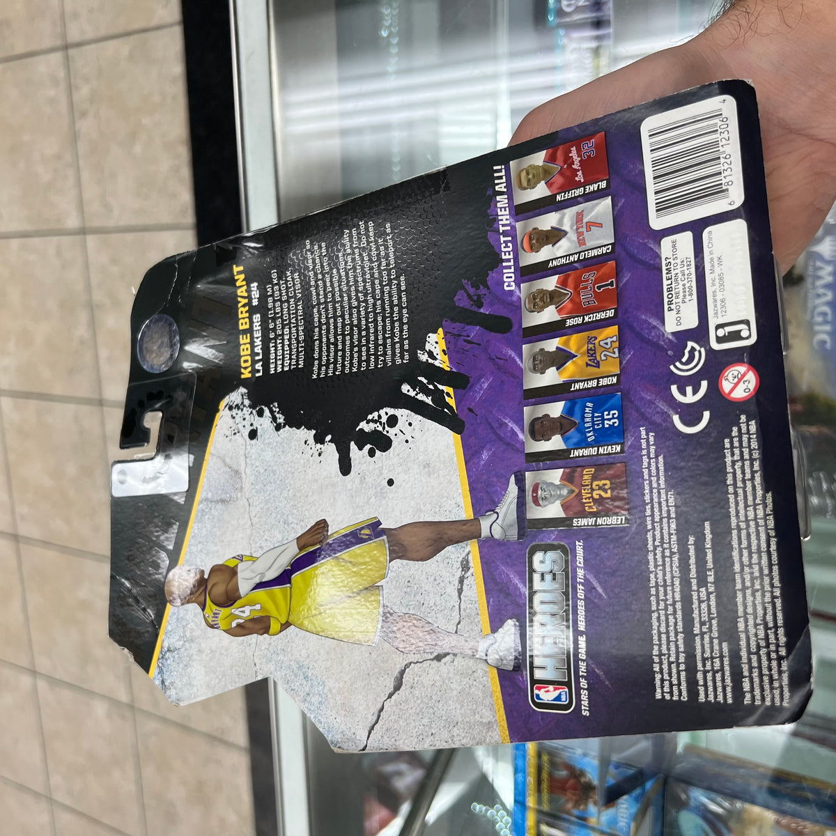 NBA Heroes - Kobe Bryant (LA Lakers #24) - 6" Action Figure - Series 1 - 2014 *Damaged Cardstock* *SEE PHOTOS*