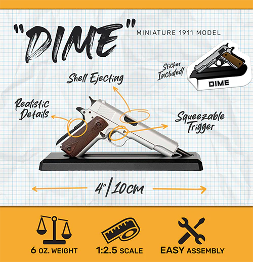 Miniature 1911 Model in Silver Die Cast Model Kit - (1911 Model - Silver)