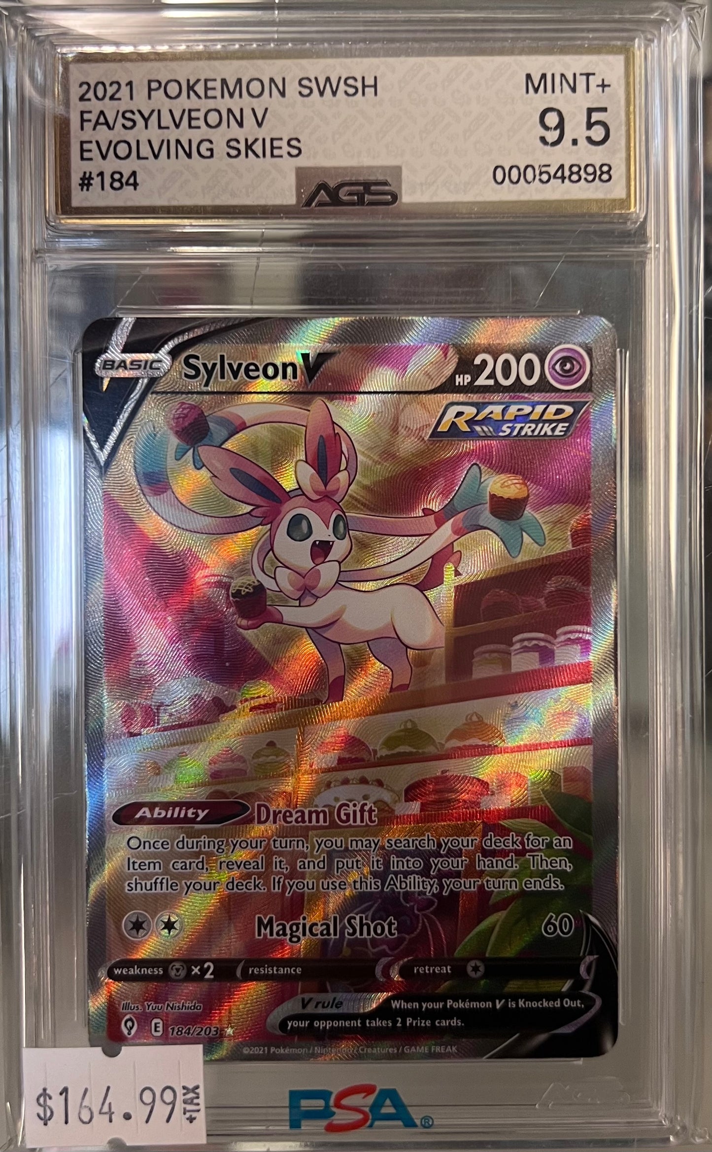 2021 Pokemon Sword & Shield Series - Evolving Skies - 184 - Sylveon V - AGS 9.5 MINT