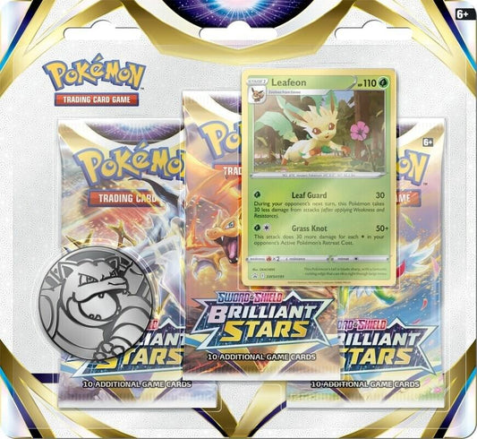 Pokémon TCG: Brilliant Stars 3 Pack Blister [Leafeon] - SWSH09: Brilliant Stars (SWSH09)
