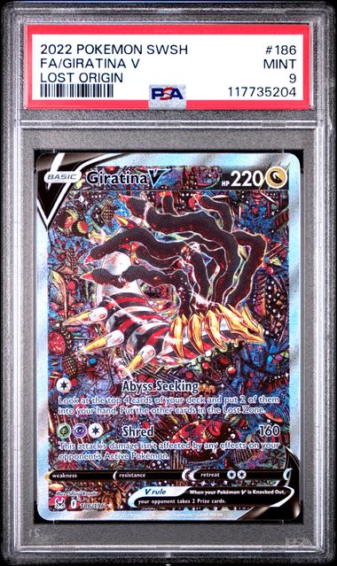 2022 POKEMON LOST ORIGIN SWSH - GIRATINA V ALT ART #186 - PSA 9 MINT