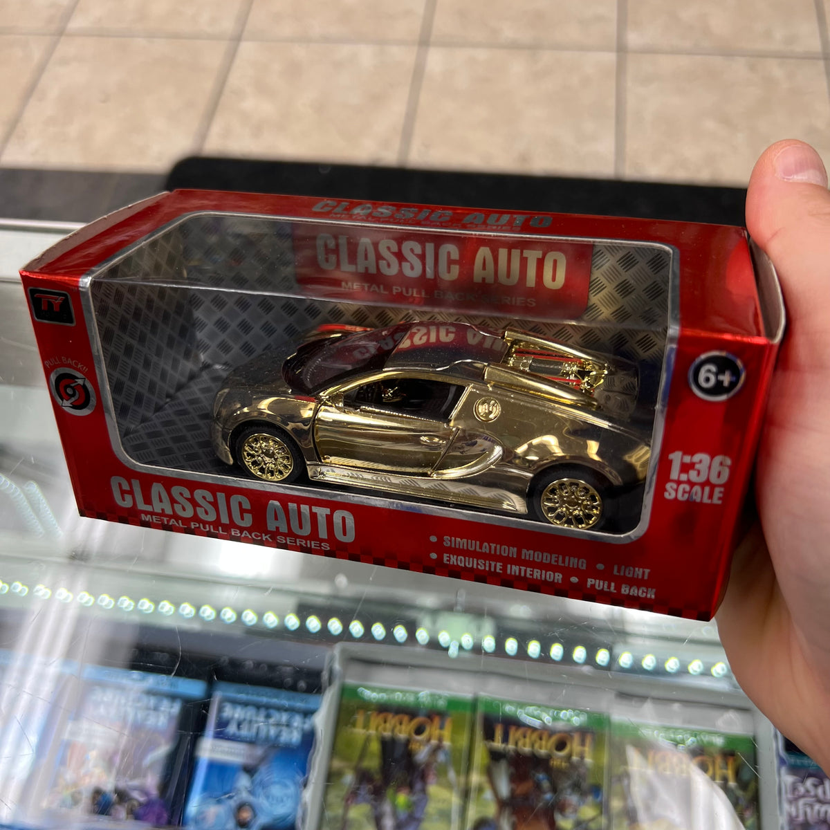 TY Models - Classic Auto (Metal Pull Back Series) - Bugatti (Gold Chrome) Diecast - 1:36 Scale *SEE PHOTOS*