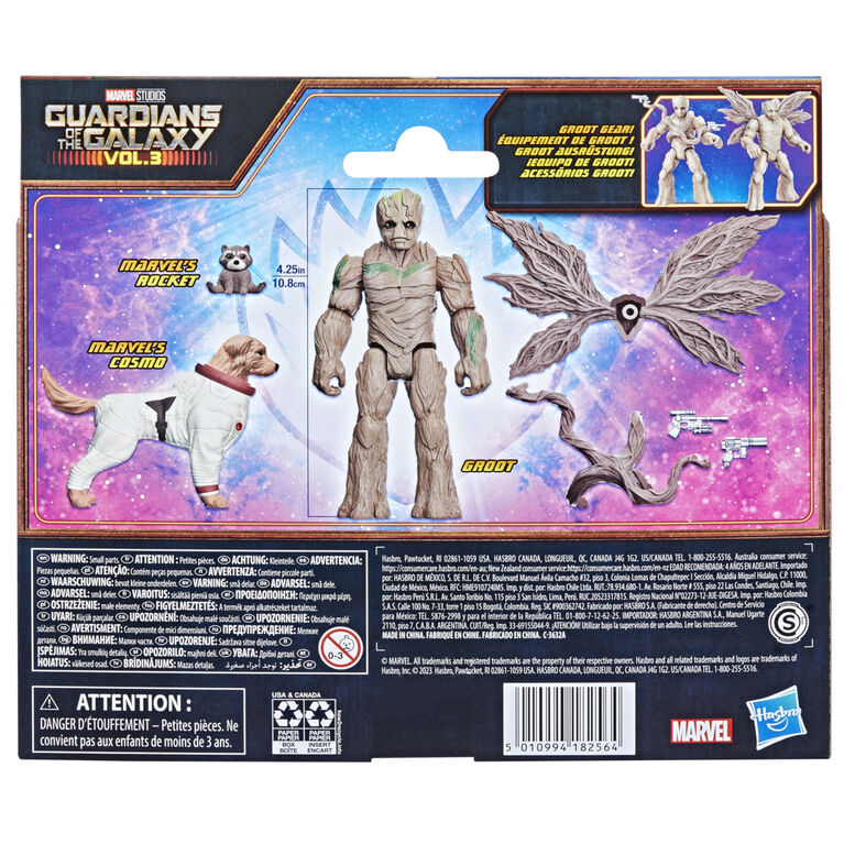 Marvel Guardians of the Galaxy Vol. 3 Groot, Baby Rocket and Marvel's Cosmo action figures