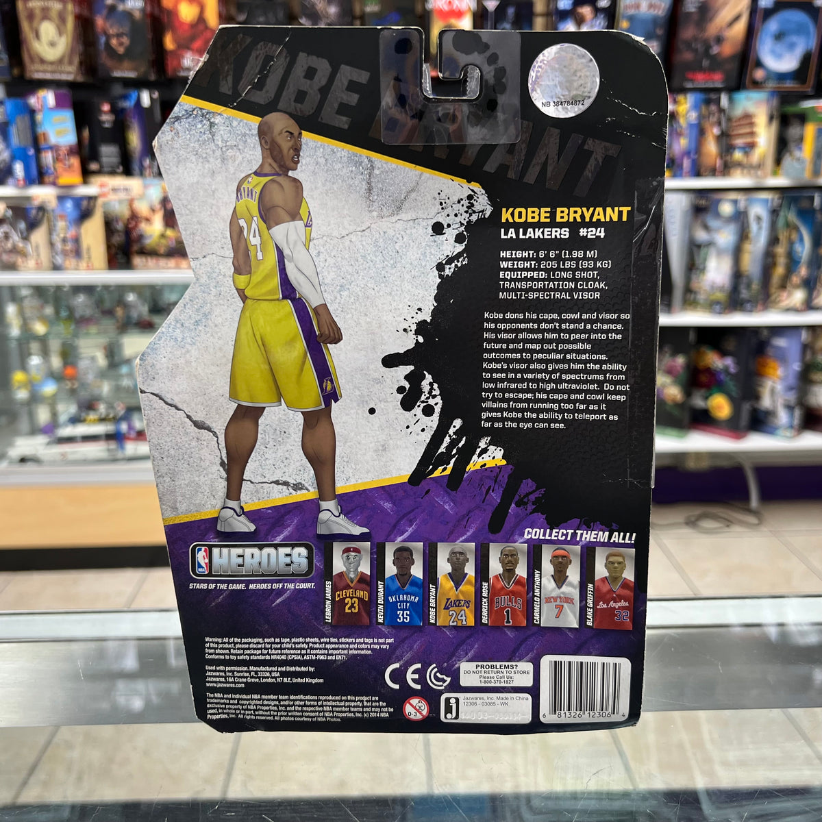 NBA Heroes - Kobe Bryant (LA Lakers #24) - 6" Action Figure - Series 1 - 2014 *Damaged Cardstock* *SEE PHOTOS*