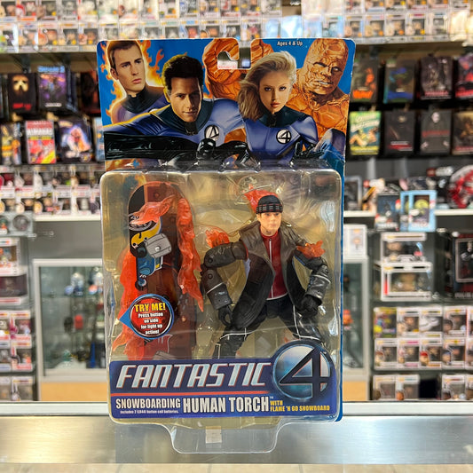 Toybiz - Fantastic 4 Snowboarding Human Torch with Flame 'N Go Snowboard - Action Figure - 2005