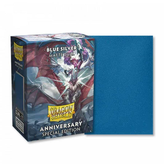 Dragon Shield - Special Anniversary Dual Matte Standard Sleeves - Blue Silver (100-Pack) - Dragon Shield Card Sleeves