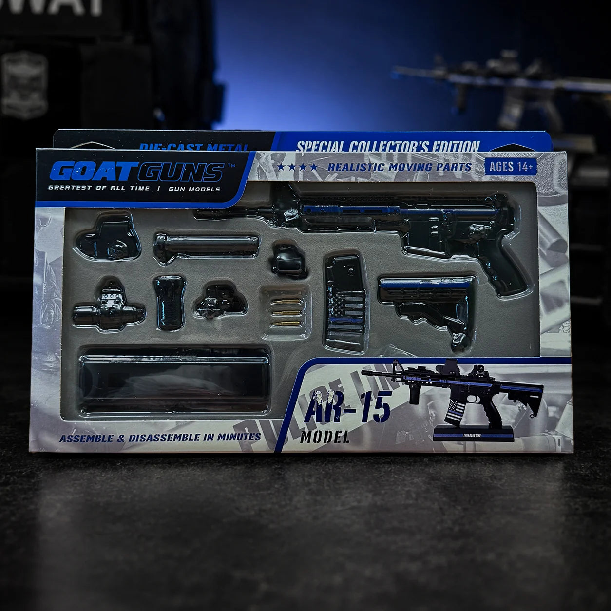 Miniature AR-15 Die Cast Model Kit - (AR15 Model - Thin Blue Line/SWAT)