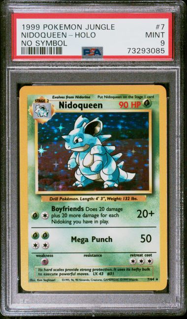 1999 POKEMON JUNGLE - NIDOQUEEN #7 NO SYMBOL - PSA 9 MINT