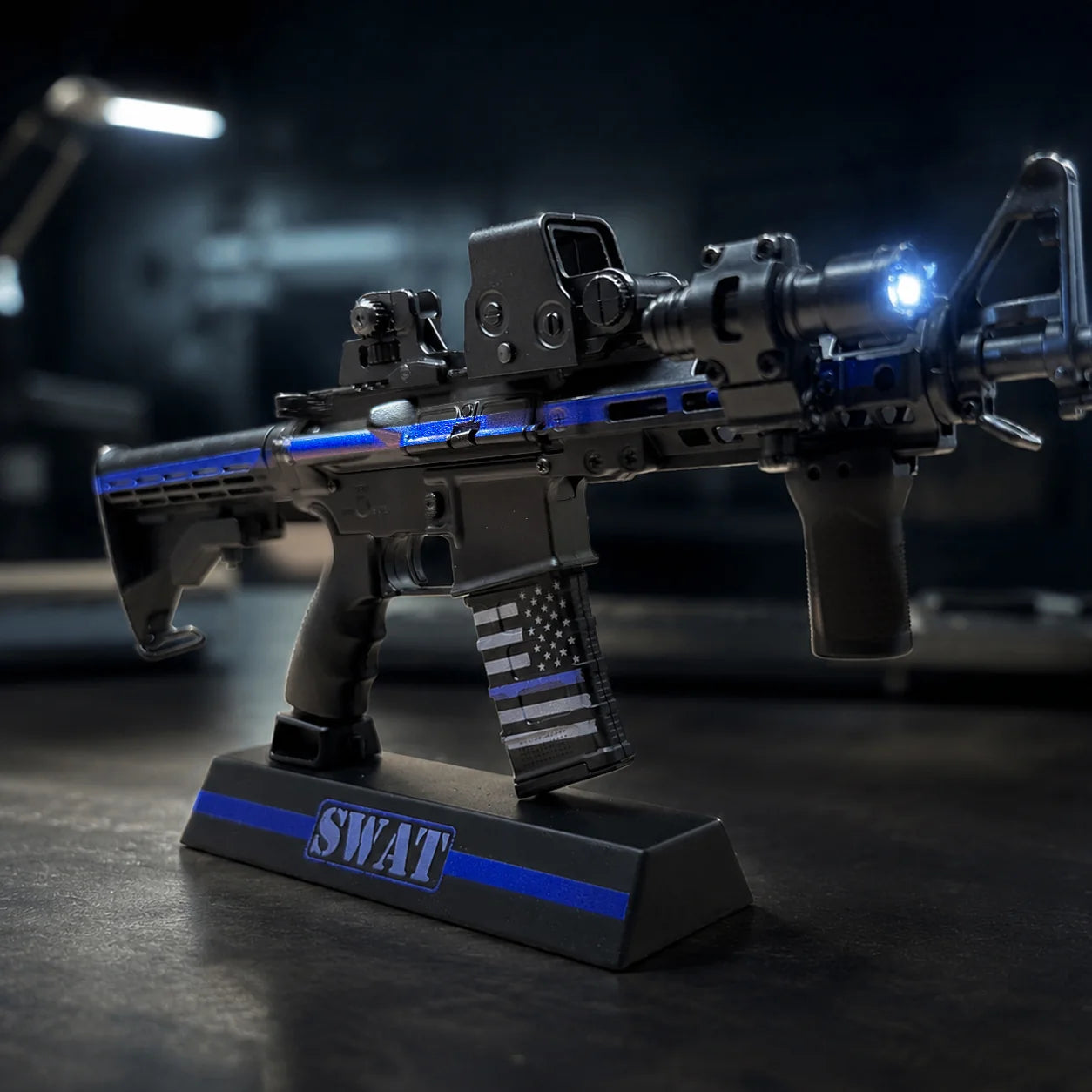 Miniature AR-15 Die Cast Model Kit - (AR15 Model - Thin Blue Line/SWAT)