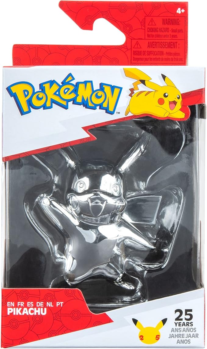 Pokémon - Silver Pikachu Figure (25th Anniversary)