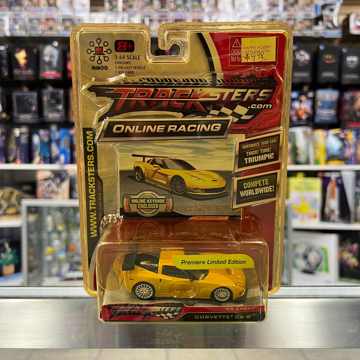 Tracksters Online Racing - 2005 Corvette C6-R (YELLOW) - 2008 *YELLOWING CLAMSHELL* *SEE PHOTOS*