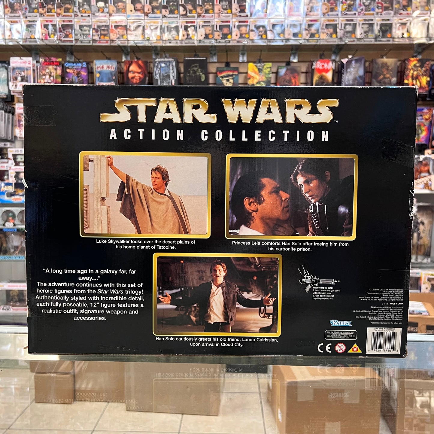 Star Wars Action Collection 12" Luke Skywalker Princess Leia Han Solo 3 pack Kenner