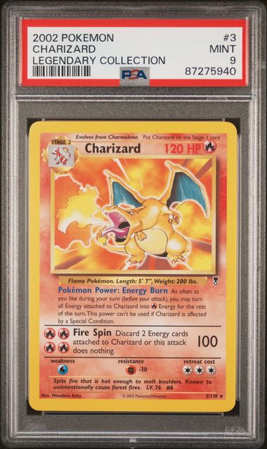 2002 POKEMON LEGENDARY COLLECTION - CHARIZARD (NON-HOLO) - #3 - PSA 9 MINT