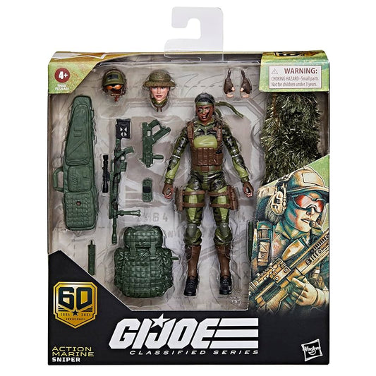 G.I. Joe Classified Series 60th Anniversary Action Marine - Sniper, Collectible 6 Inch Action Figure with Ghillie Suit