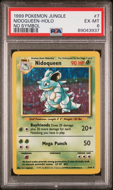 1999 POKEMON JUNGLE - NIDOQUEEN #7 NO SYMBOL - PSA 6 EX-MT