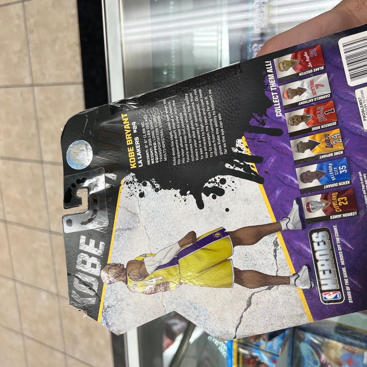 NBA Heroes - Kobe Bryant (LA Lakers #24) - 6" Action Figure - Series 1 - 2014 *Damaged Cardstock* *SEE PHOTOS*