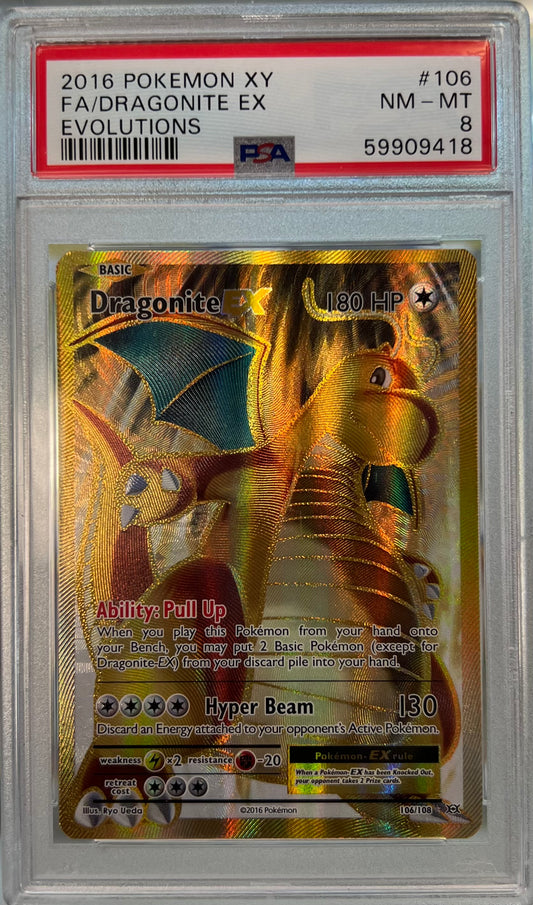 2016 Pokémon XY- Dragonite #106 Full Art - Evolutions - PSA 8 NM-MT