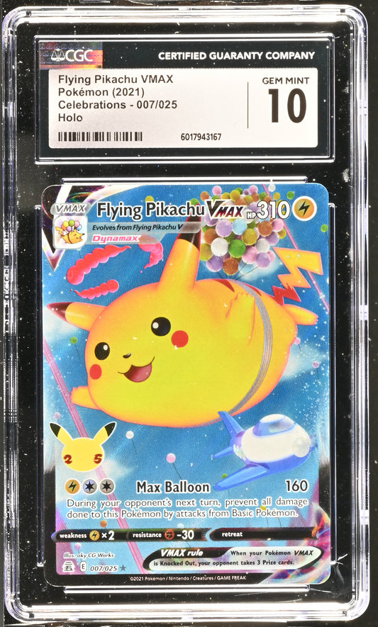 2021 POKEMON CELEBRATIONS - Flying Pikachu VMAX - 007/025 - CGC 10 GEM MINT